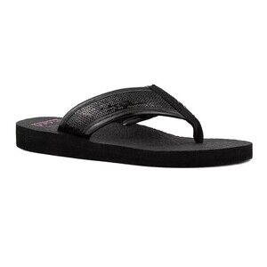 Sugar Suzey Women's Black Sequins Flip Flops Thong Sandals Size 6